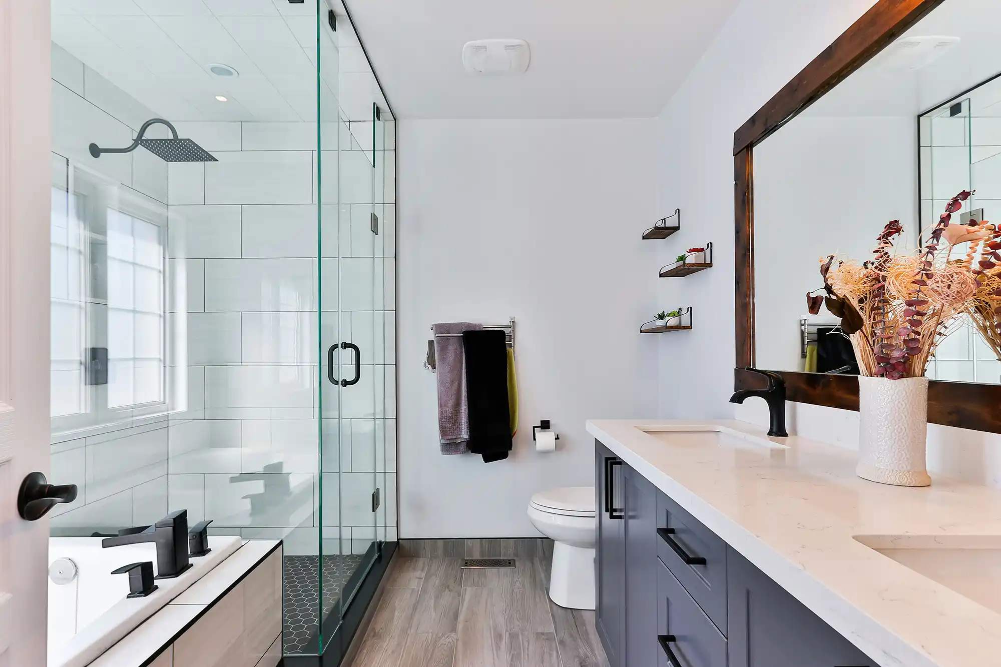 Modern bathroom sink and fixture installation